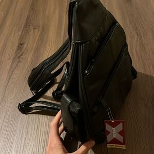 NEw black leather backpack/purse
